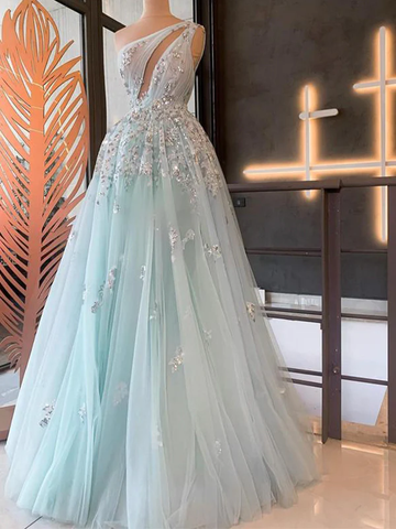 One Shoulder Unique Design Gorgeous Party Long Prom Dresses HZ1023